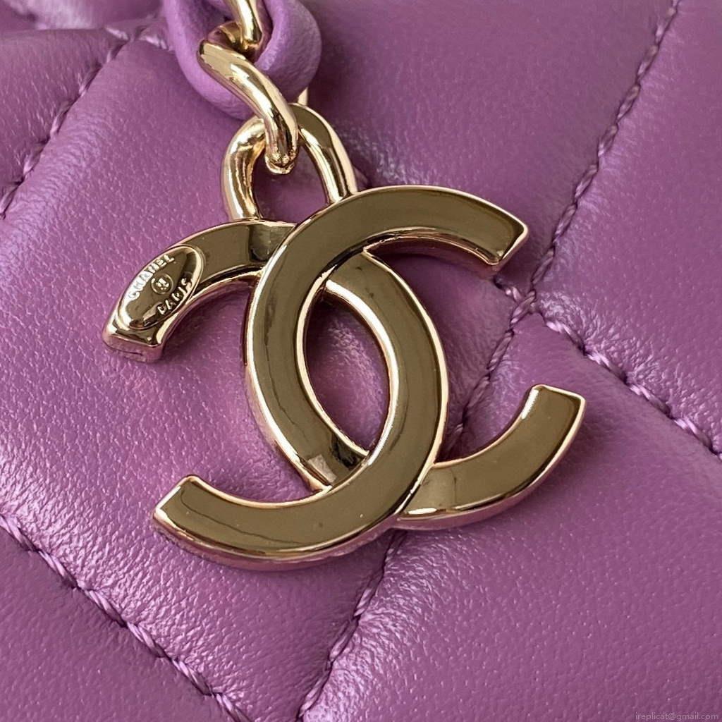 Chanel AS2927 heart clutch with chain Bag AP2784 Lambskin Purple