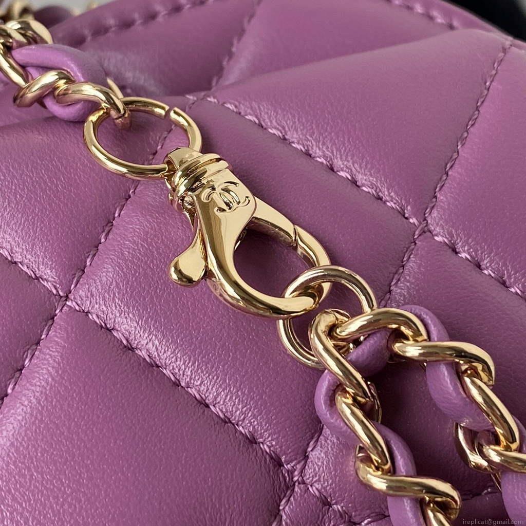 Chanel AS2927 heart clutch with chain Bag AP2784 Lambskin Purple
