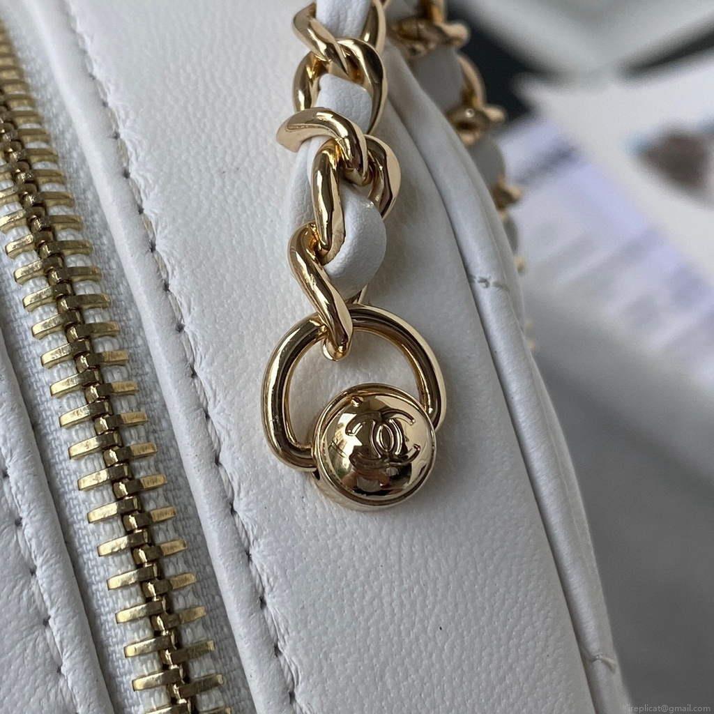 Chanel AS2928 heart clutch with chain Lambskin White AS3191