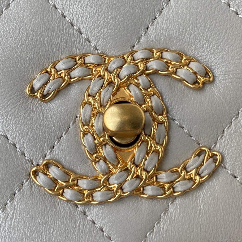 Chanel AS2975 Small Flap Bag Lambskin Gray