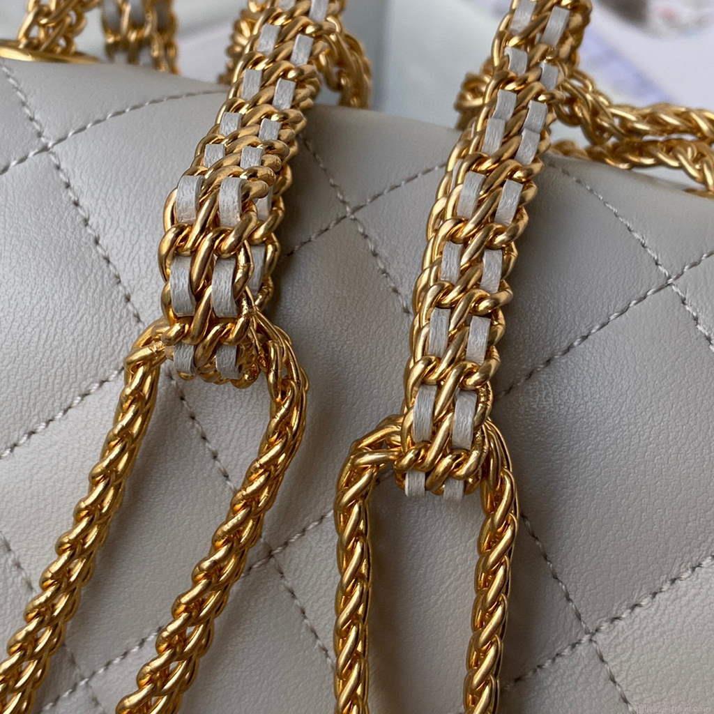 Chanel AS2975 Small Flap Bag Lambskin Gray