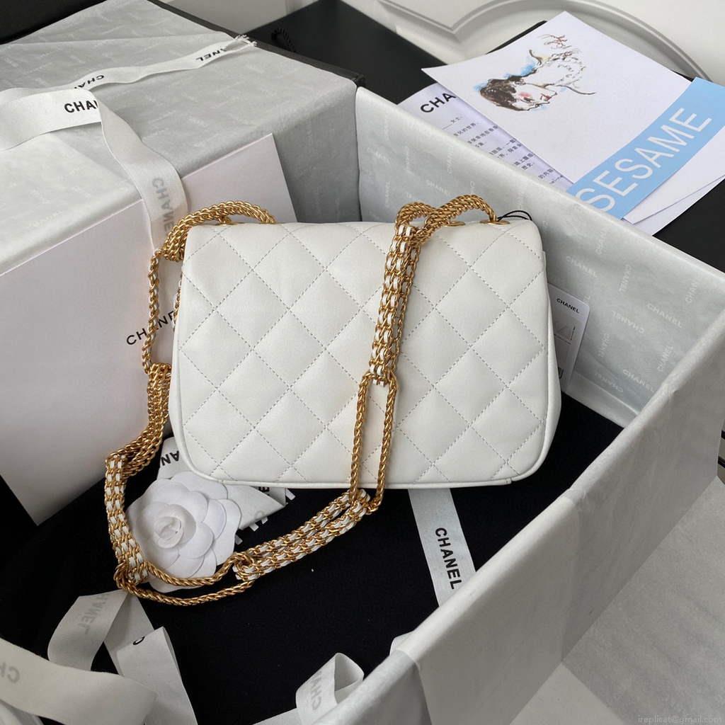 Chanel AS2975 Small Flap Bag Lambskin White