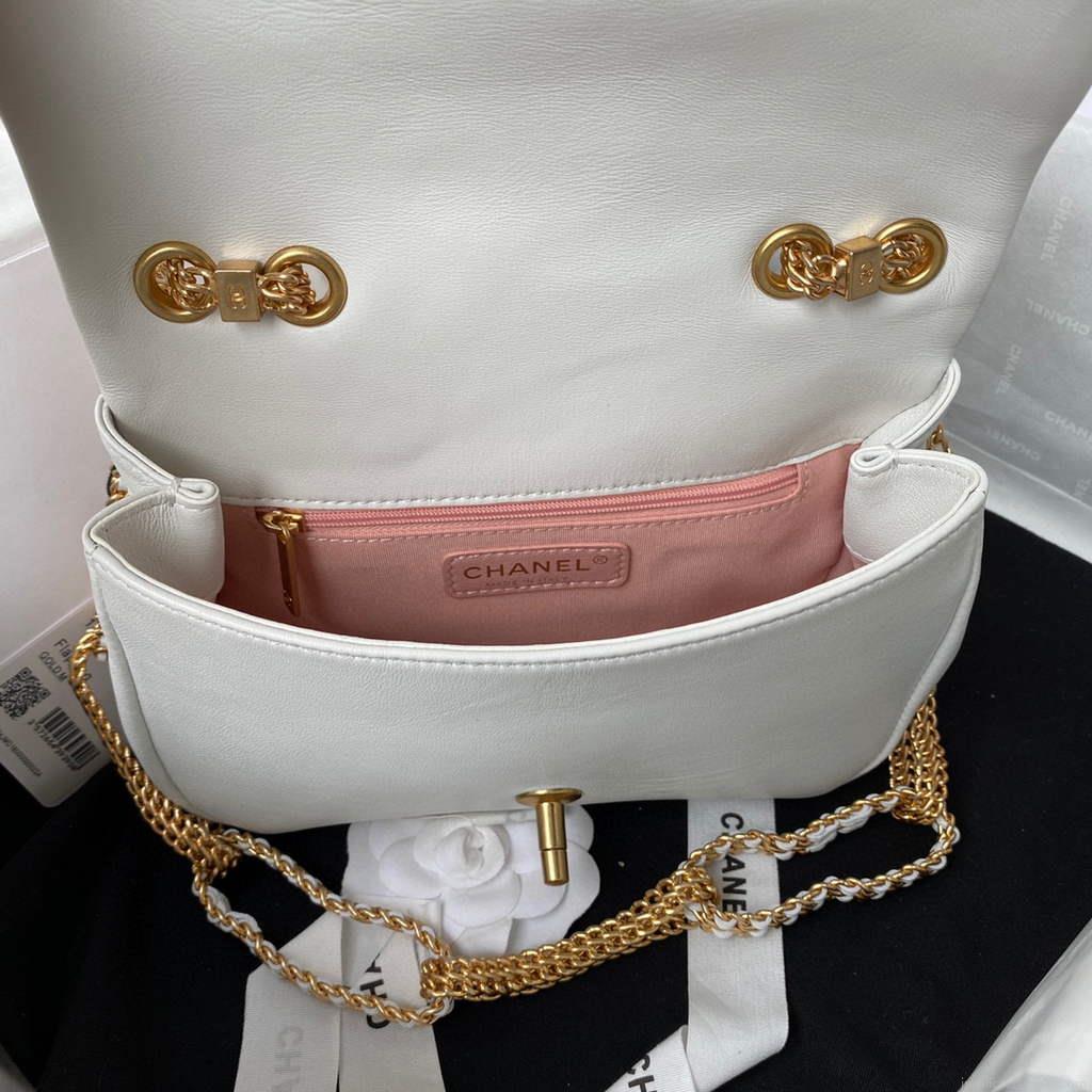 Chanel AS2975 Small Flap Bag Lambskin White