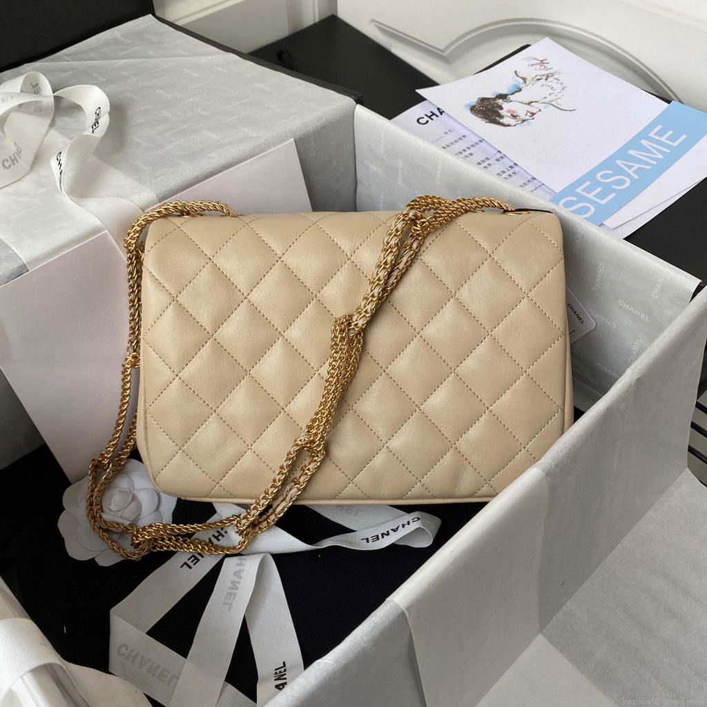 Chanel AS2976 Flap Bag Lambskin Apricot
