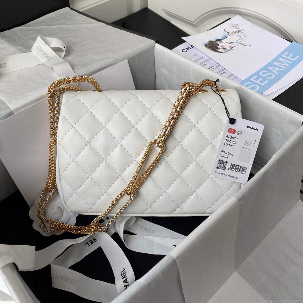 Chanel AS2976 Flap Bag Lambskin White
