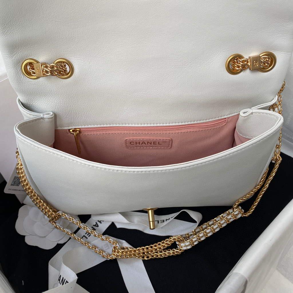 Chanel AS2976 Flap Bag Lambskin White