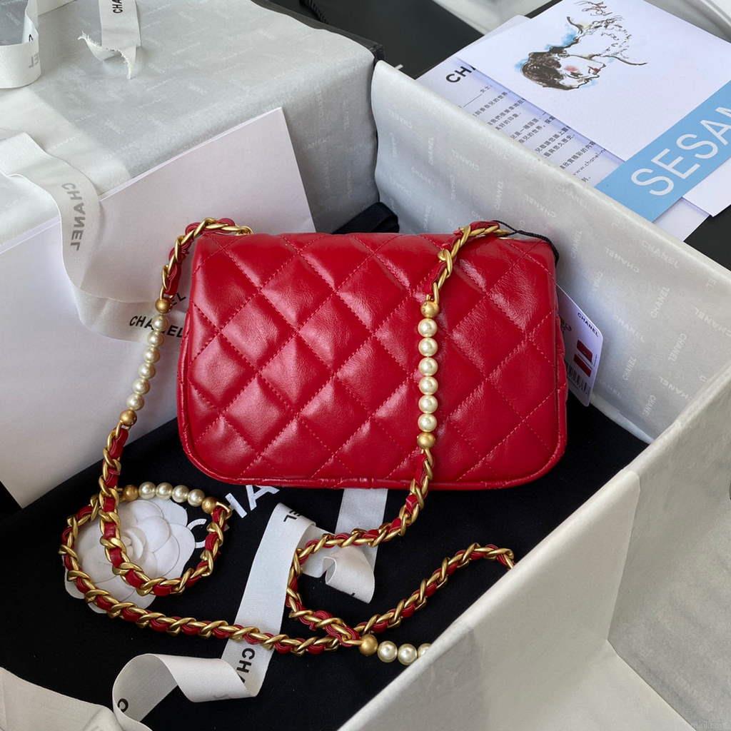 Chanel AS3000 Mini Flap Bag Calfskin Red