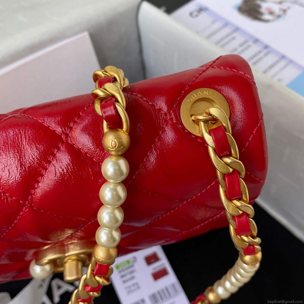 Chanel AS3000 Mini Flap Bag Calfskin Red