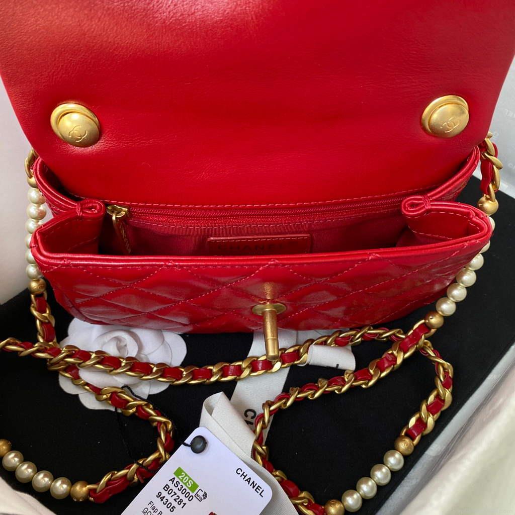 Chanel AS3000 Mini Flap Bag Calfskin Red