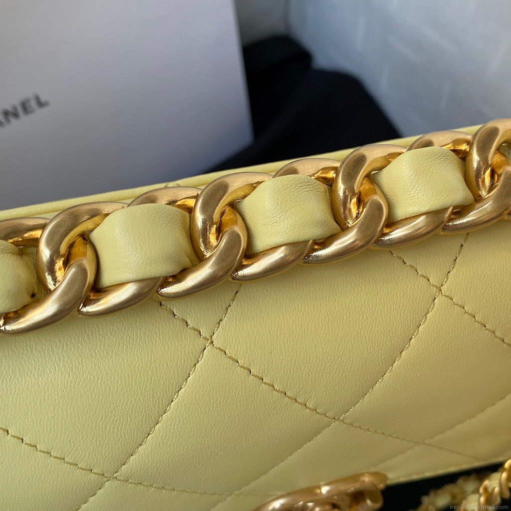 Chanel AS3011 Small Flap Bag Lambskin Yellow