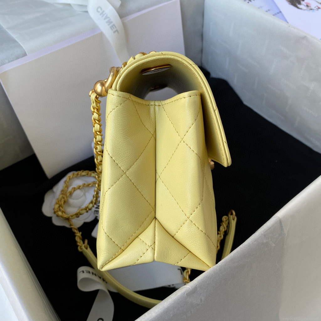 Chanel AS3011 Small Flap Bag Lambskin Yellow