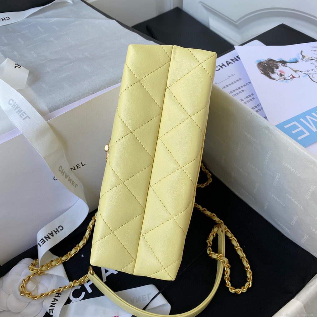 Chanel AS3011 Small Flap Bag Lambskin Yellow