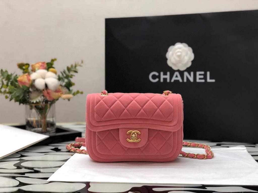 Chanel AS1115 Flap Bag Classic Velvet Pink