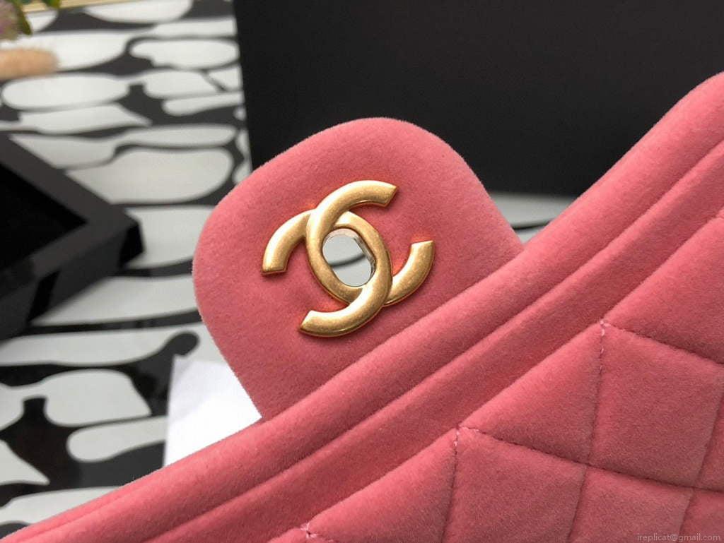 Chanel AS1115 Flap Bag Classic Velvet Pink