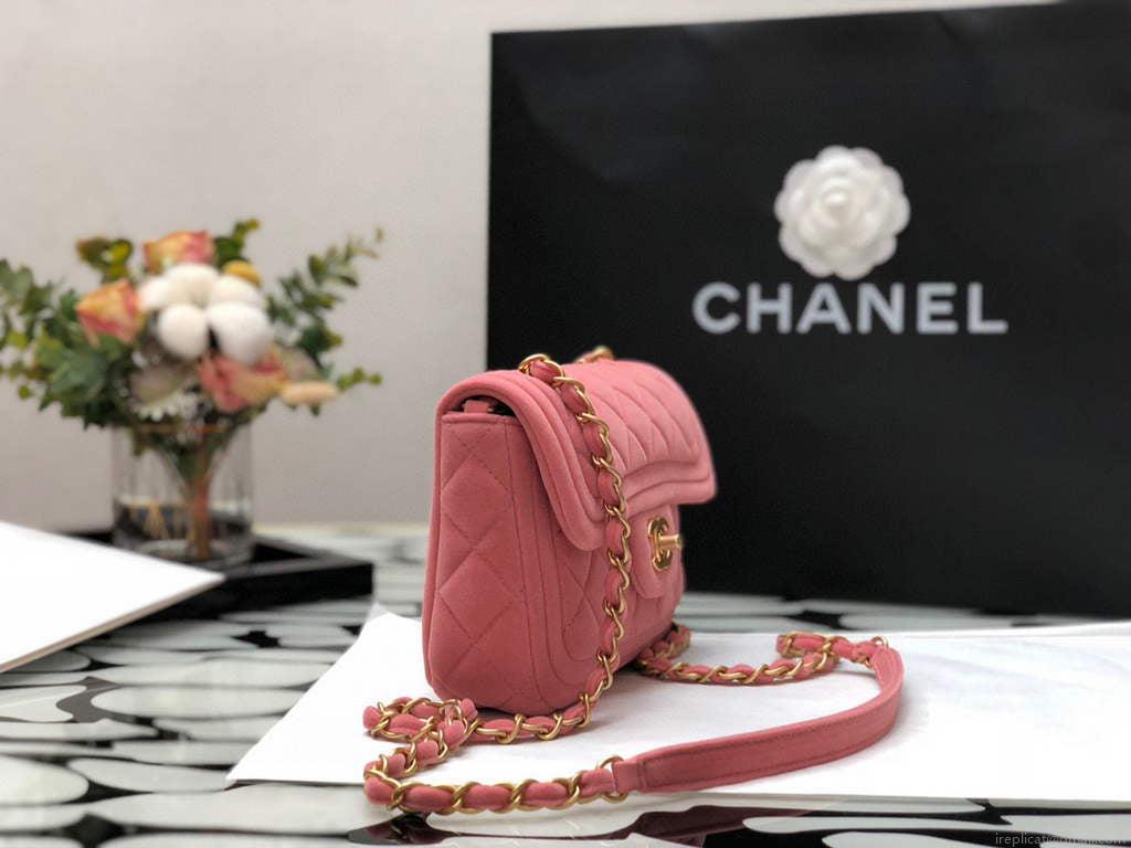 Chanel AS1115 Flap Bag Classic Velvet Pink