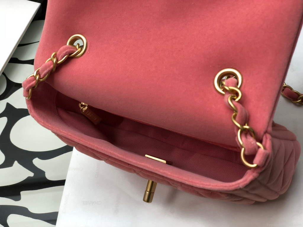 Chanel AS1115 Flap Bag Classic Velvet Pink