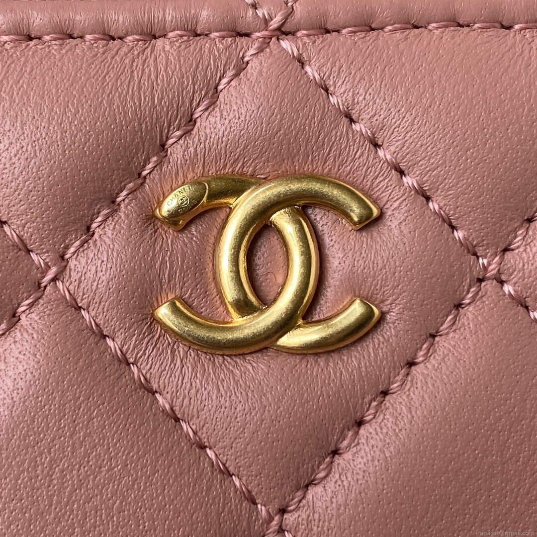 Chanel AP2303 Clutch With Chain in Lambskin Baby Pink
