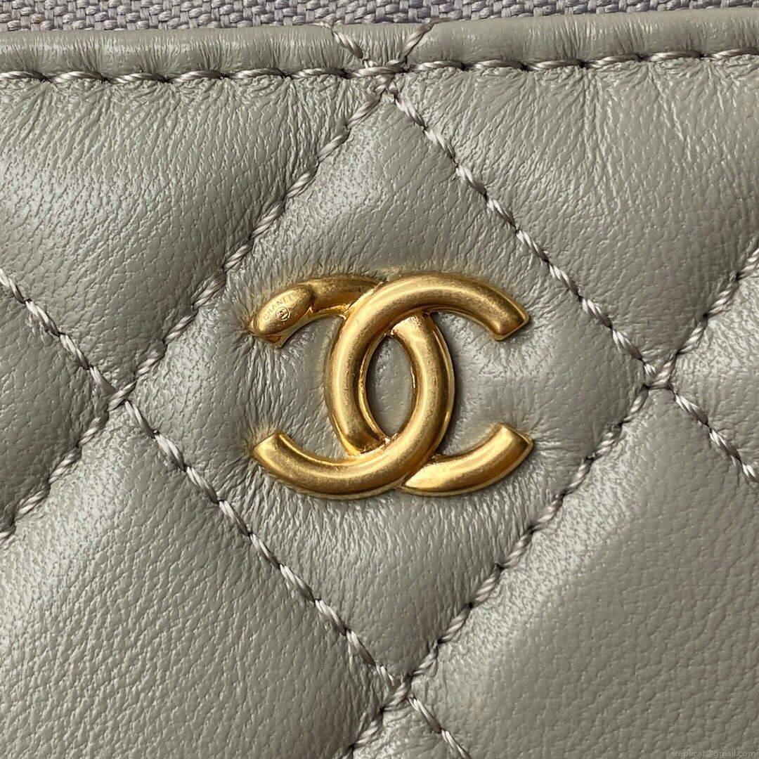 Chanel AP2303 Clutch With Chain in Lambskin Grey