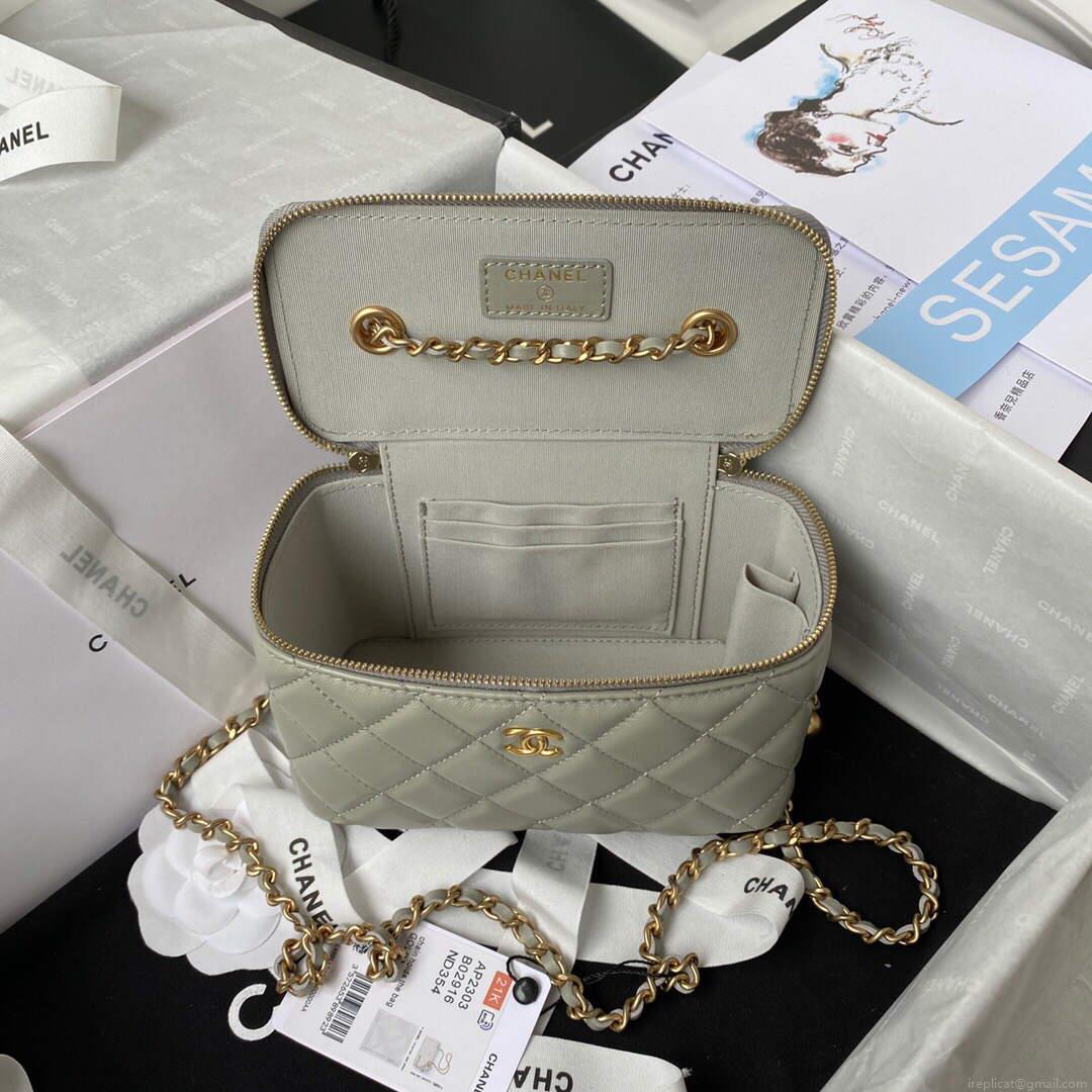 Chanel AP2303 Clutch With Chain in Lambskin Grey