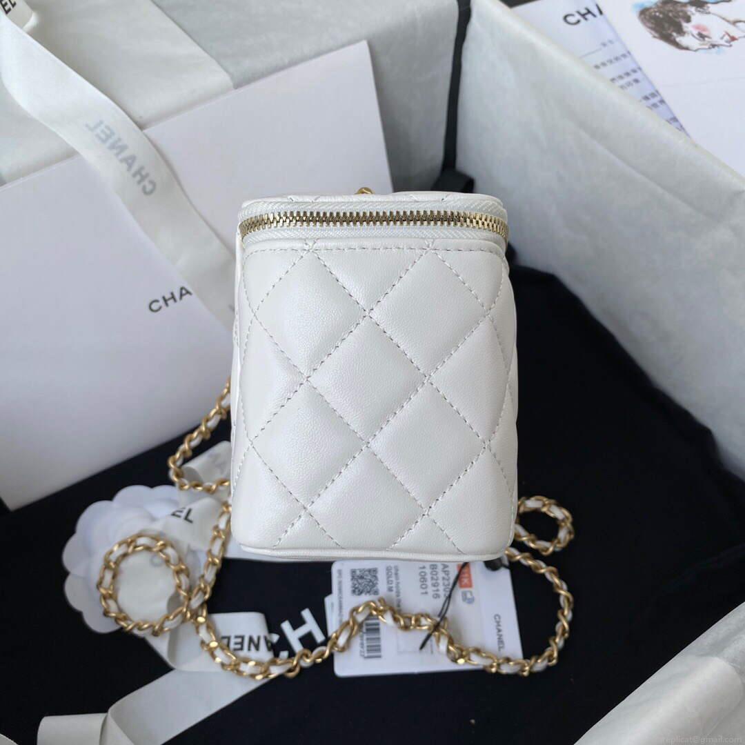 Chanel AP2303 Clutch With Chain in Lambskin White