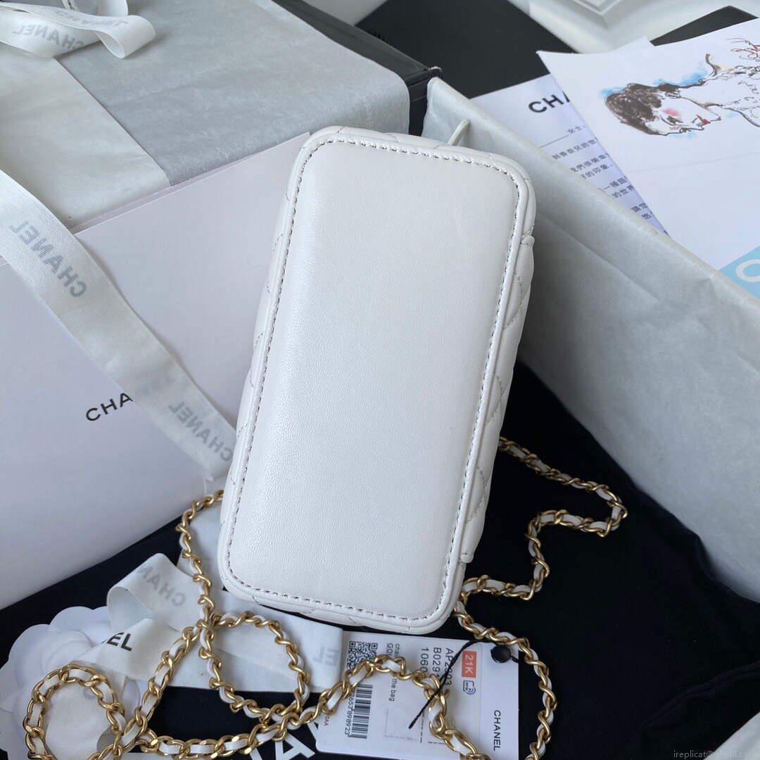 Chanel AP2303 Clutch With Chain in Lambskin White