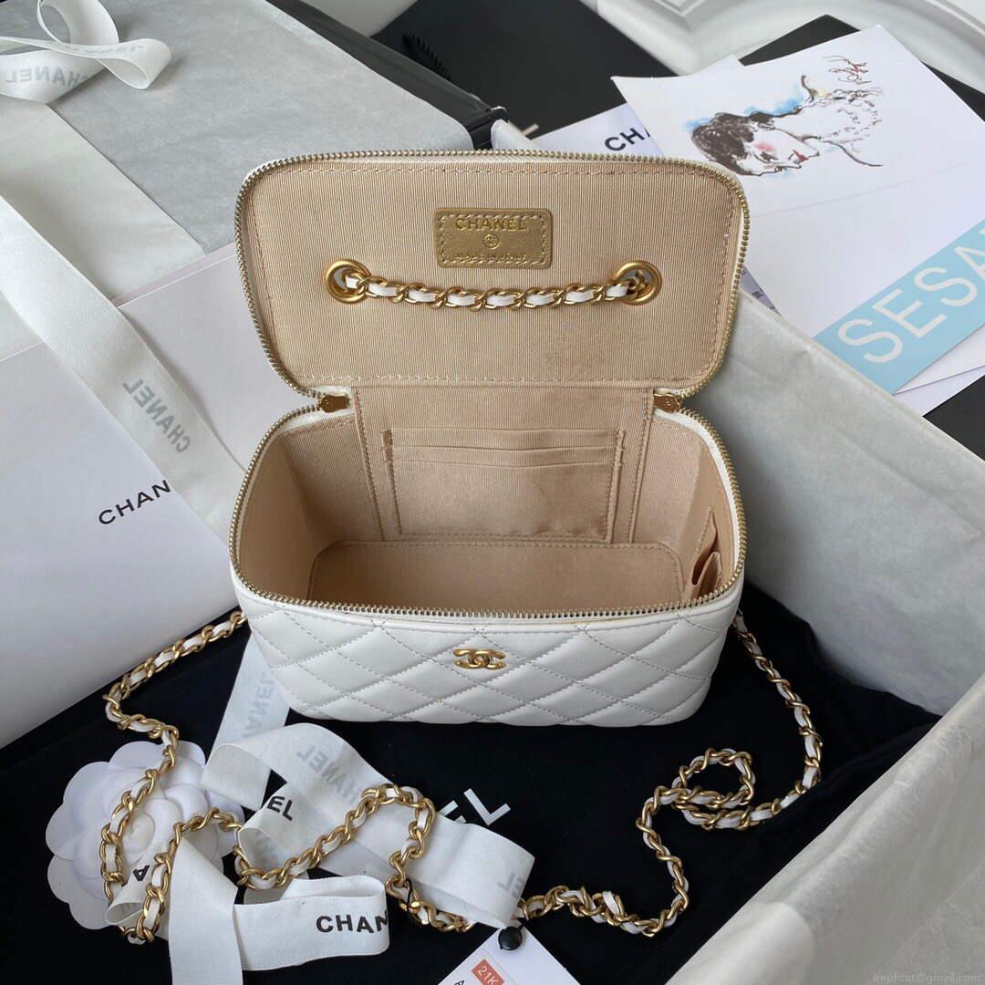Chanel AP2303 Clutch With Chain in Lambskin White