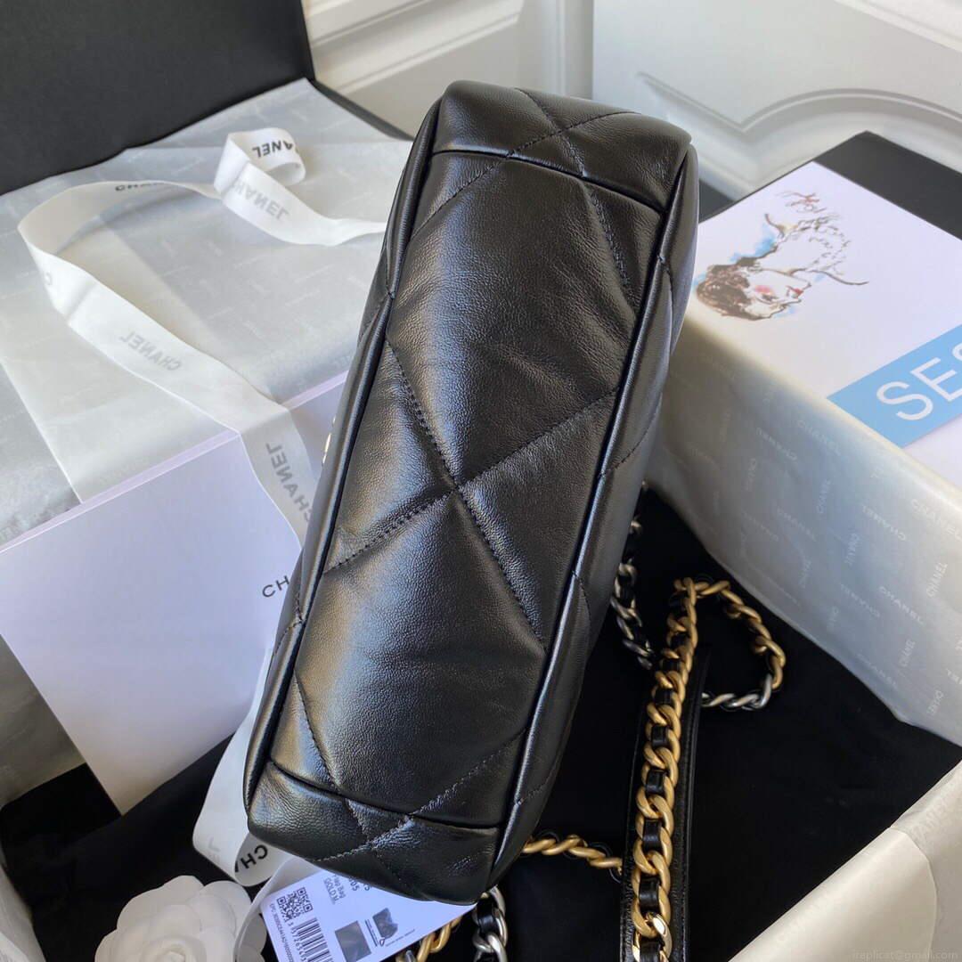 Chanel As1160 Chanel 19 Handbag Flap Lambskin B04852 94305 Black Silver