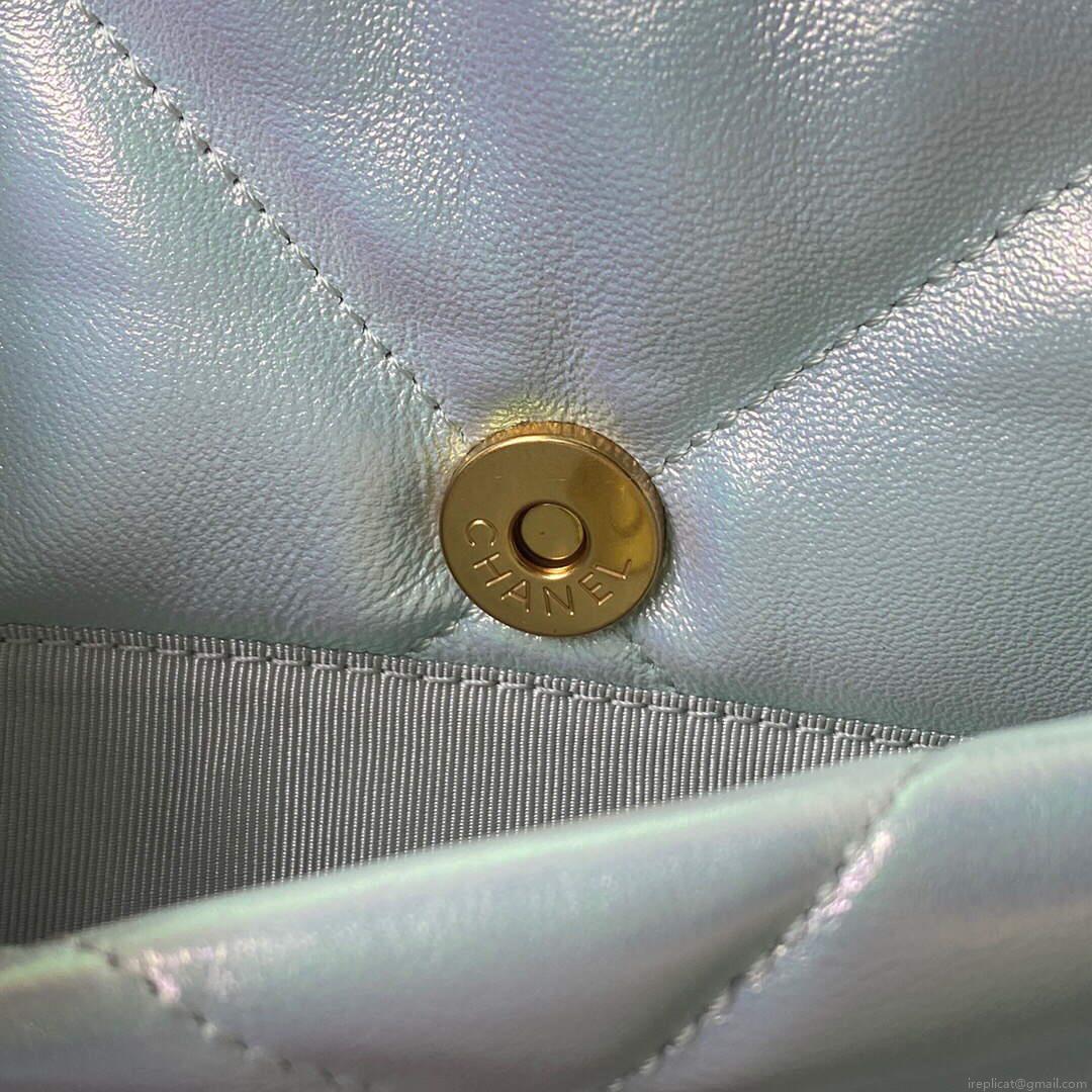 Chanel As1160 Chanel 19 Handbag Flap Lambskin B04852 94305 Light Blue Silver