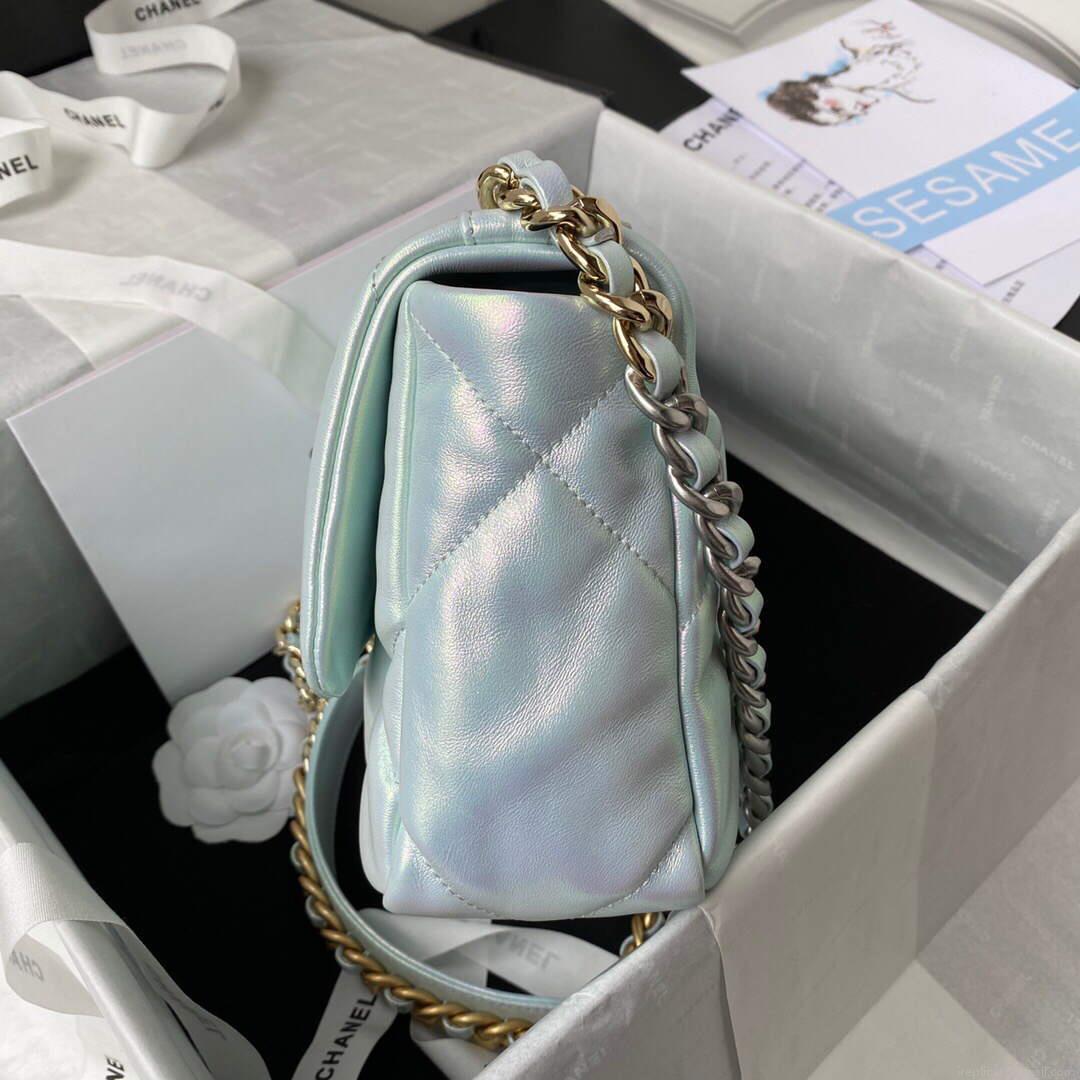 Chanel As1160 Chanel 19 Handbag Flap Lambskin B04852 94305 Light Blue Silver