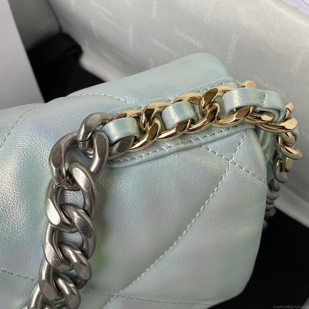 Chanel As1160 Chanel 19 Handbag Flap Lambskin B04852 94305 Light Blue Silver