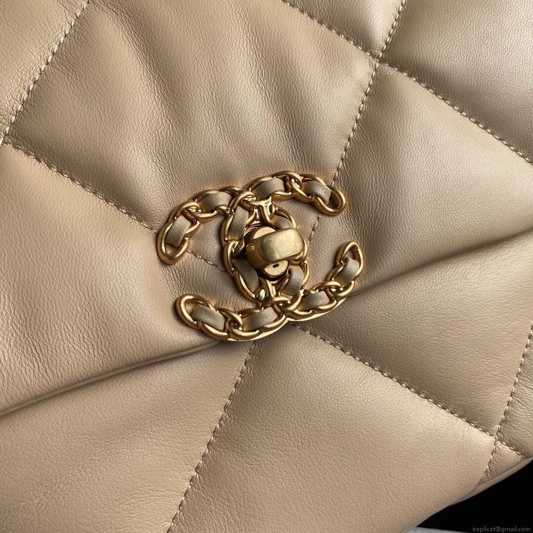 Chanel AS1161 Chanel 19 Large Flap Bag Lambskin B05179 Apricot Gold
