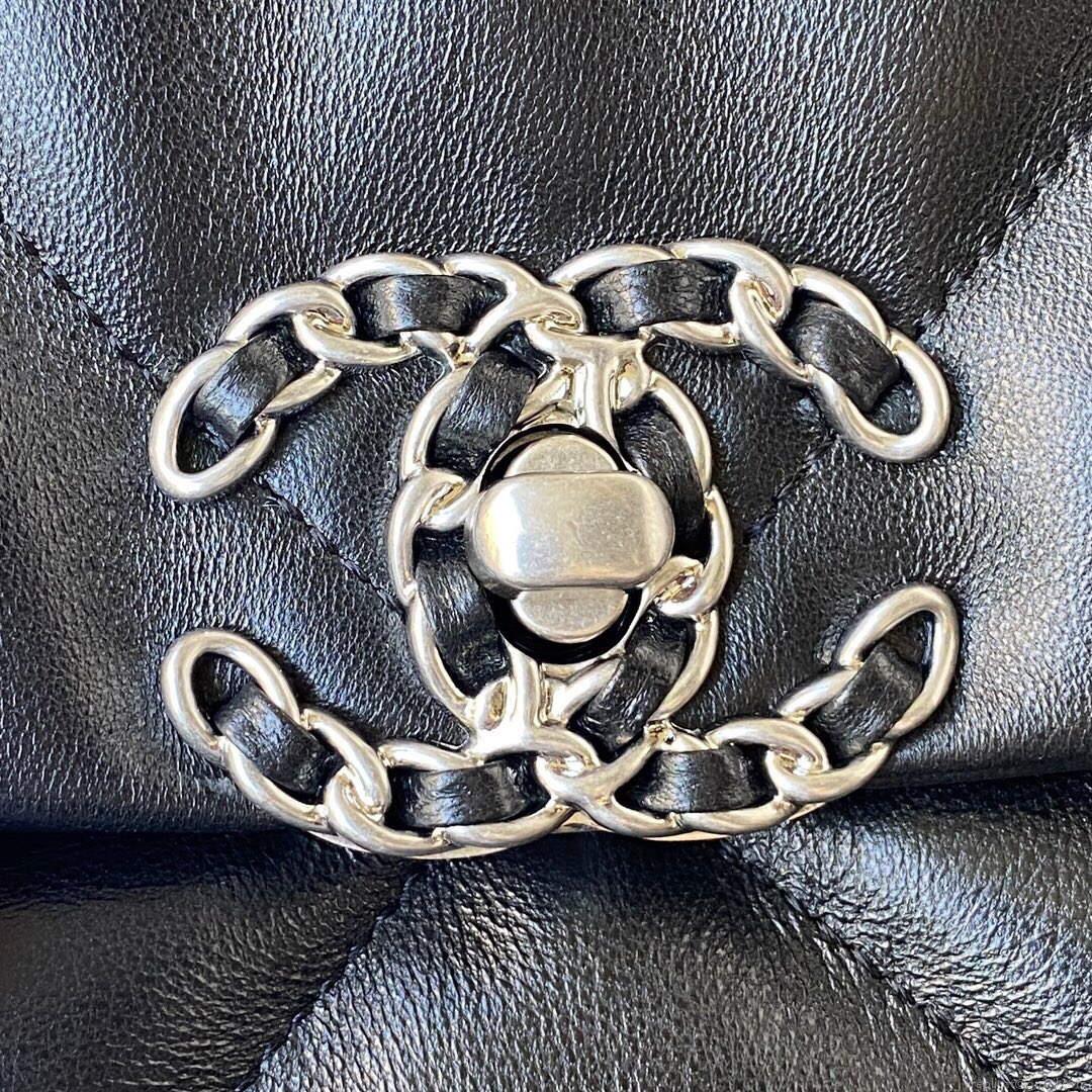 Chanel AS1161 Chanel 19 Large Flap Bag Lambskin B05179 Black Silver