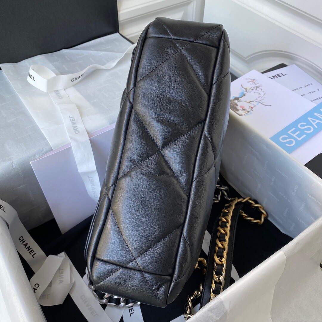Chanel AS1161 Chanel 19 Large Flap Bag Lambskin B05179 Black Silver