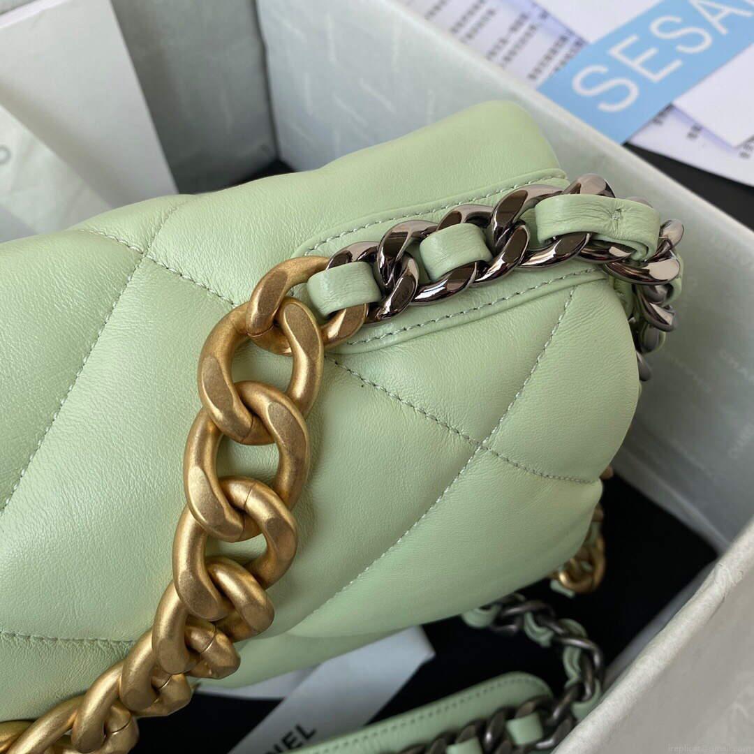 Chanel AS1161 Chanel 19 Large Flap Bag Lambskin B05179 Green Gold