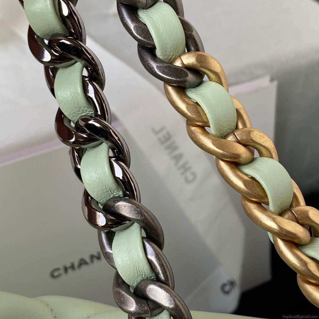 Chanel AS1161 Chanel 19 Large Flap Bag Lambskin B05179 Green Gold