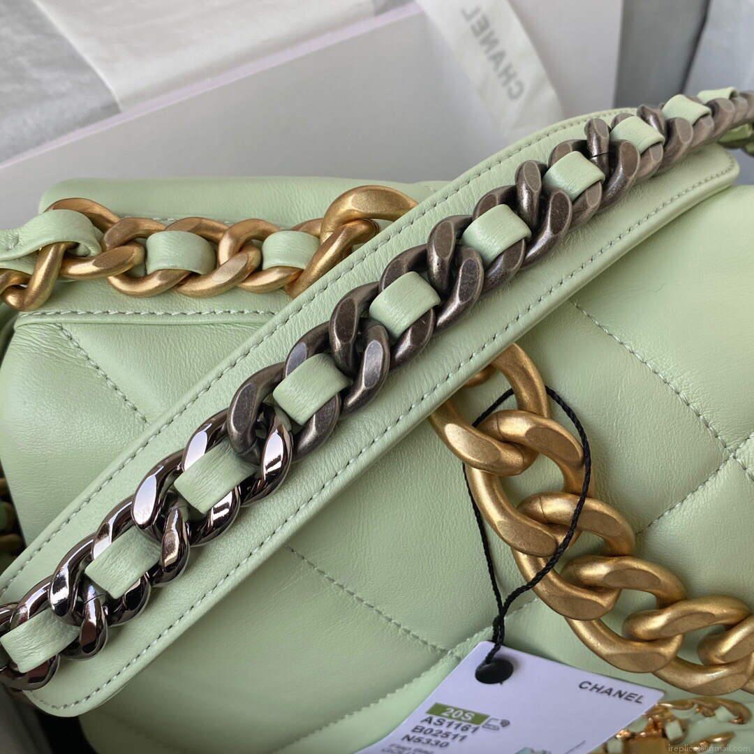 Chanel AS1161 Chanel 19 Large Flap Bag Lambskin B05179 Green Gold