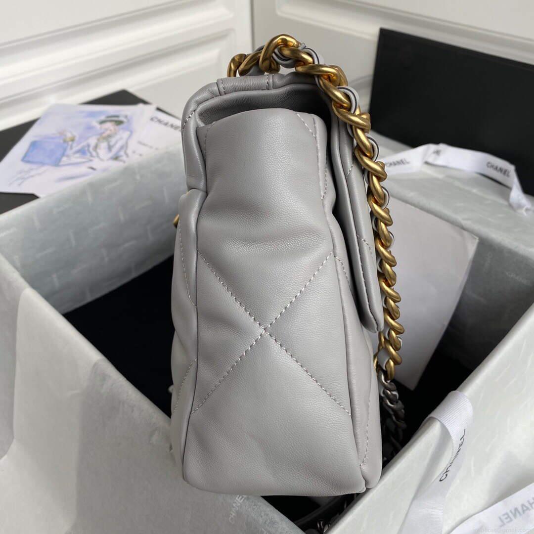 Chanel AS1161 Chanel 19 Large Flap Bag Lambskin B05179 Grey Gold