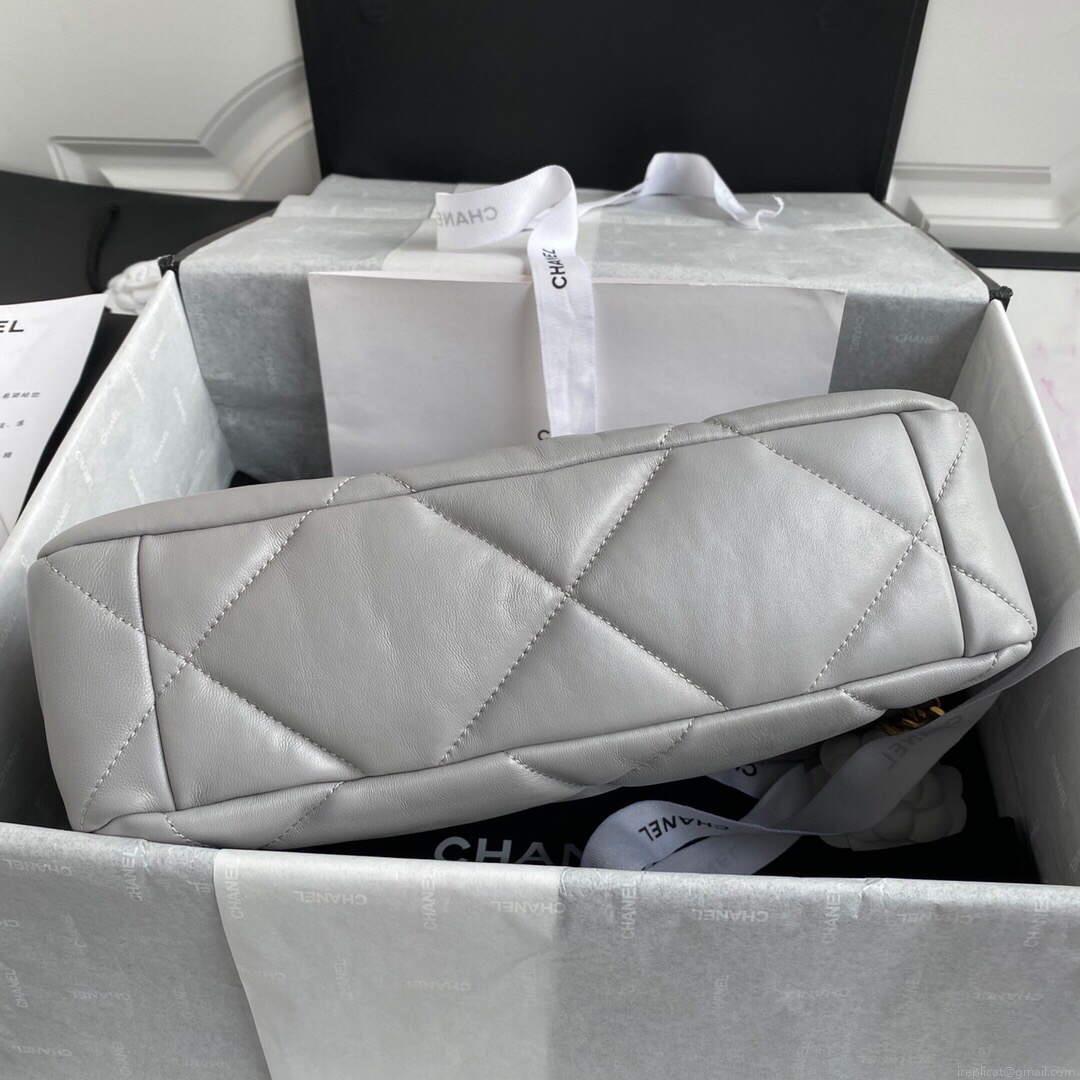 Chanel AS1161 Chanel 19 Large Flap Bag Lambskin B05179 Grey Gold