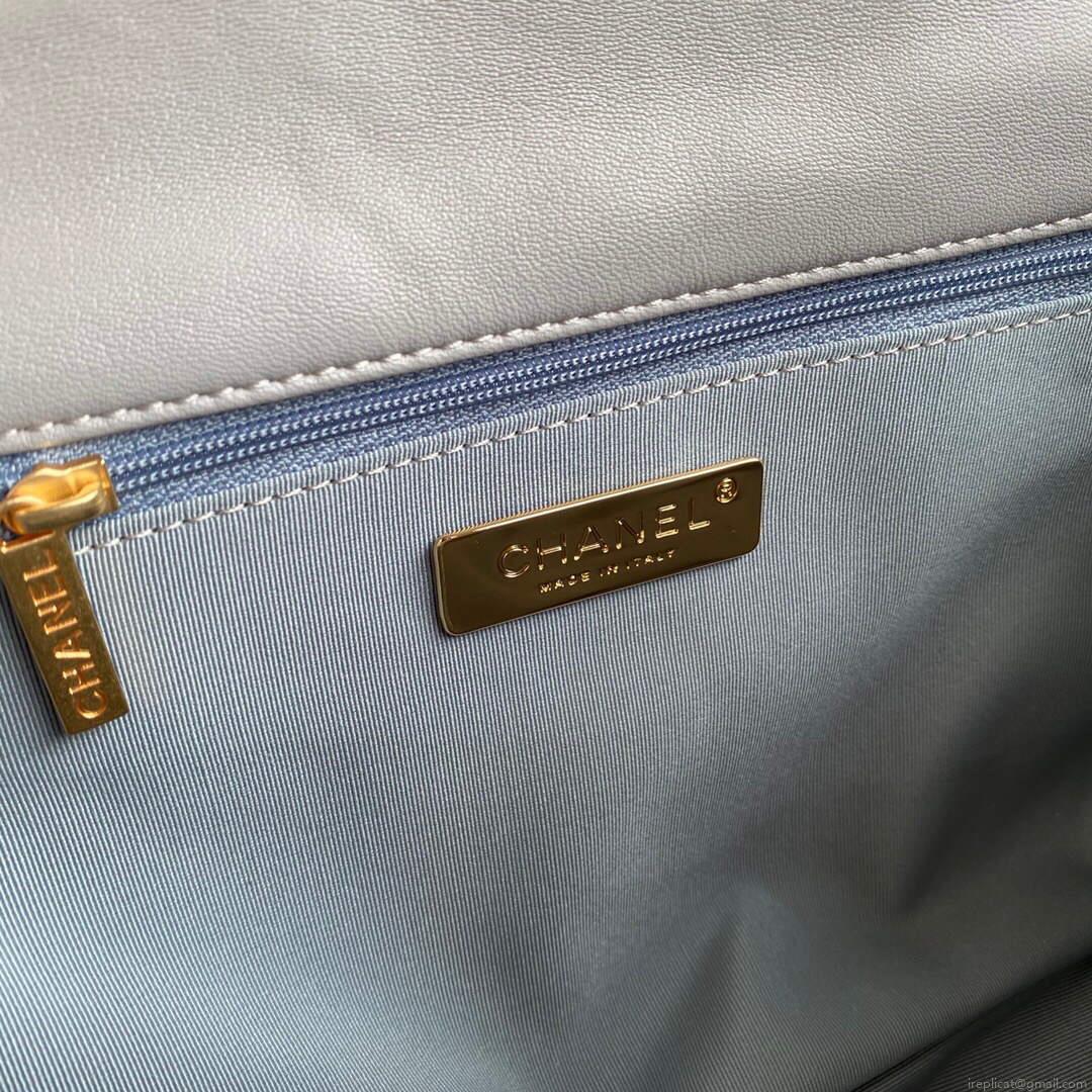 Chanel AS1161 Chanel 19 Large Flap Bag Lambskin B05179 Grey Gold