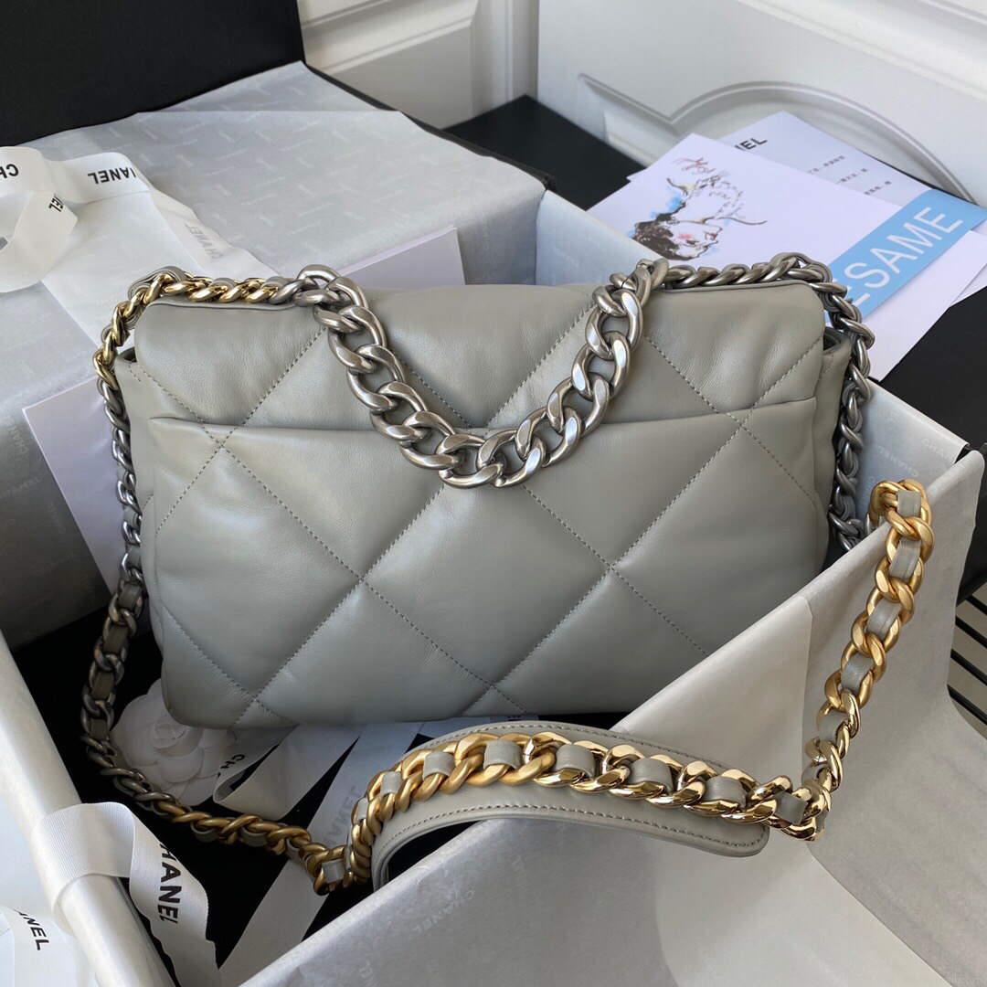 Chanel AS1161 Chanel 19 Large Flap Bag Lambskin B05179 Grey Silver