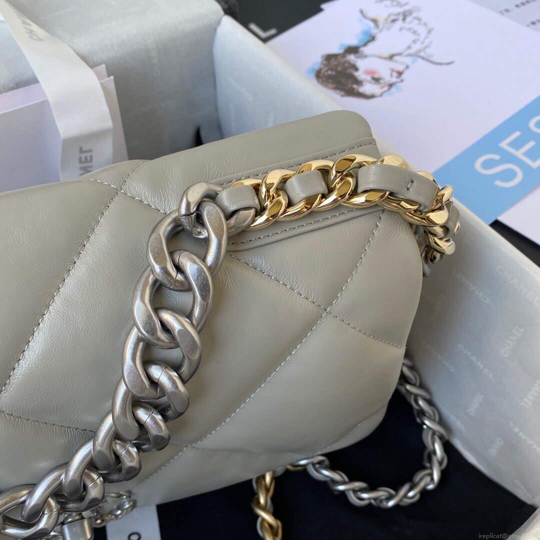 Chanel AS1161 Chanel 19 Large Flap Bag Lambskin B05179 Grey Silver