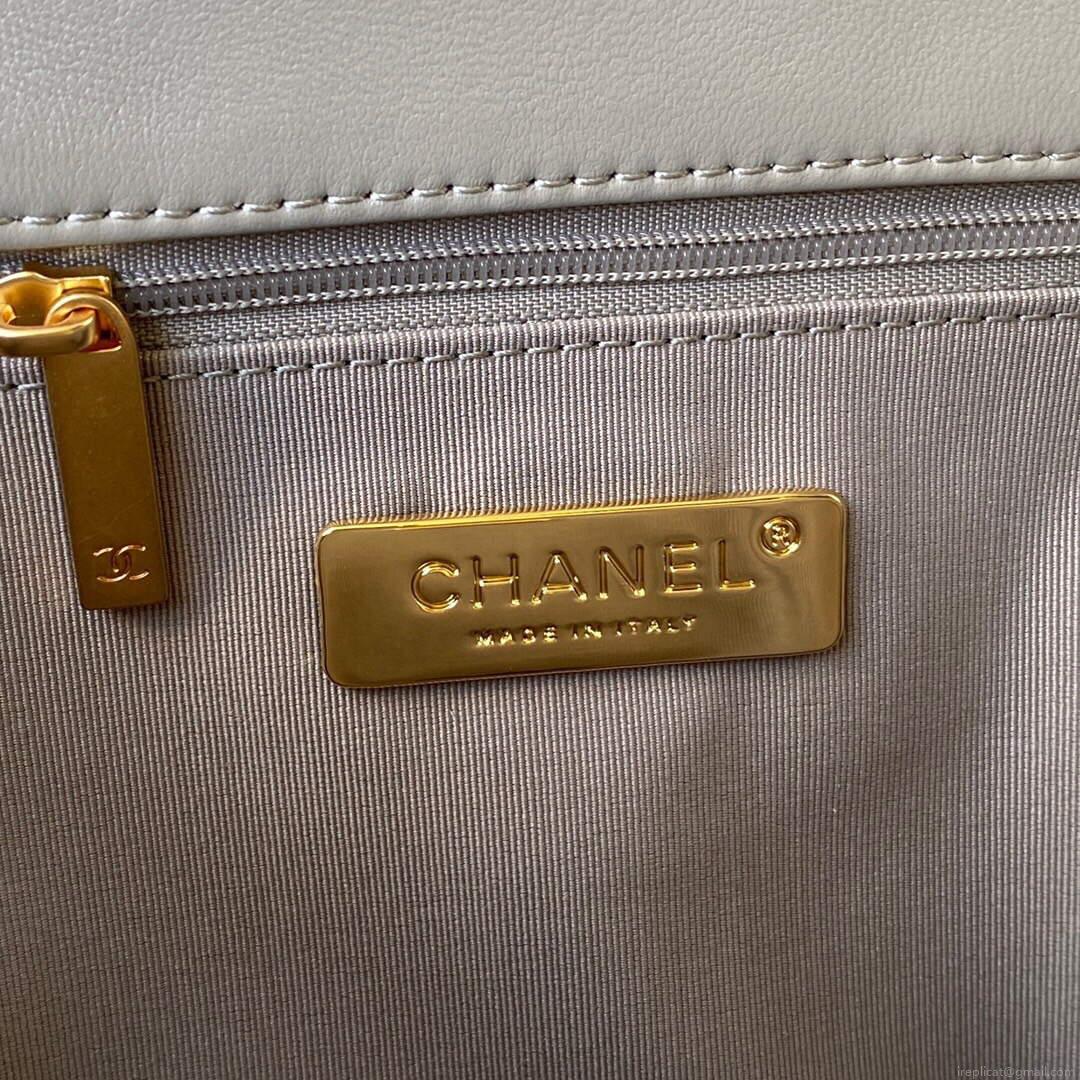 Chanel AS1161 Chanel 19 Large Flap Bag Lambskin B05179 Grey Silver