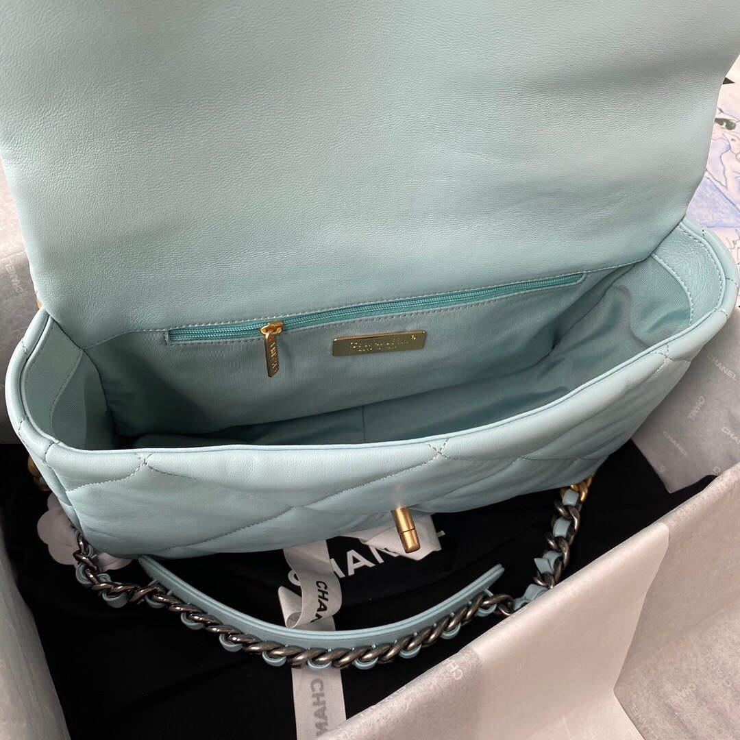 Chanel AS1161 Chanel 19 Large Flap Bag Lambskin B05179 Ligth Blue Gold