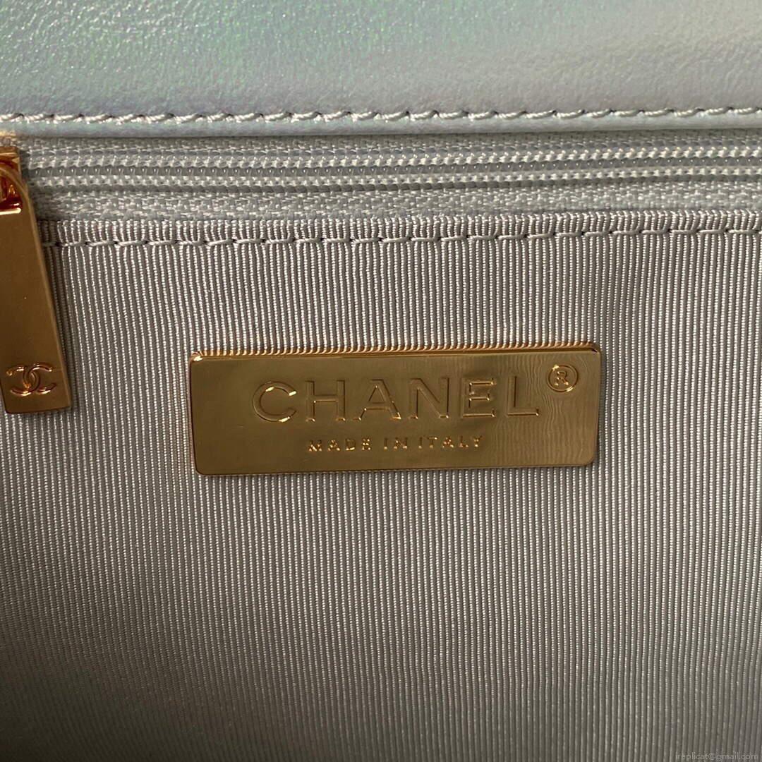 Chanel AS1161 Chanel 19 Large Flap Bag Lambskin B05179 Ligth Blue Silver