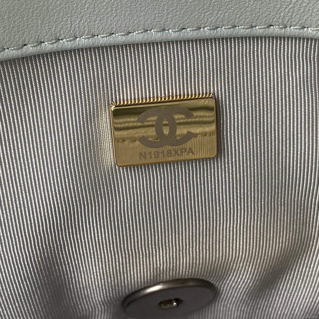 Chanel AS1161 Chanel 19 Large Flap Bag Lambskin B05179 Ligth Blue Silver
