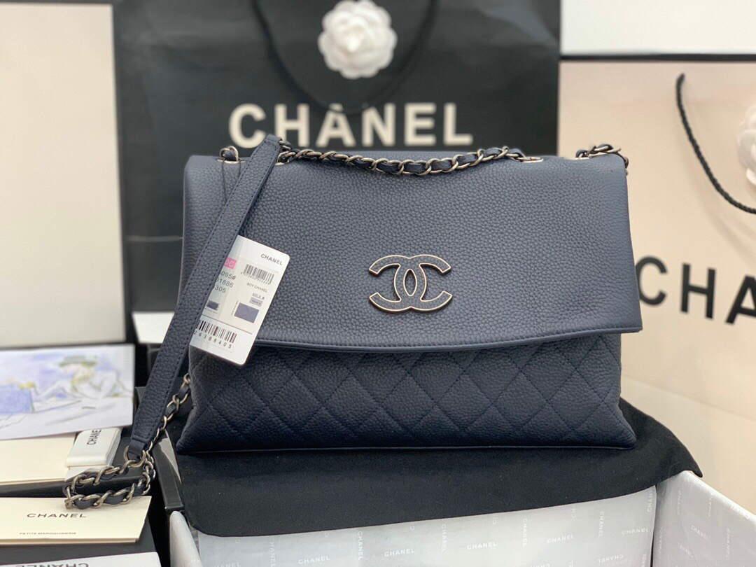 Chanel AS8095 Chanel Flap bag Calfskin Navy blue