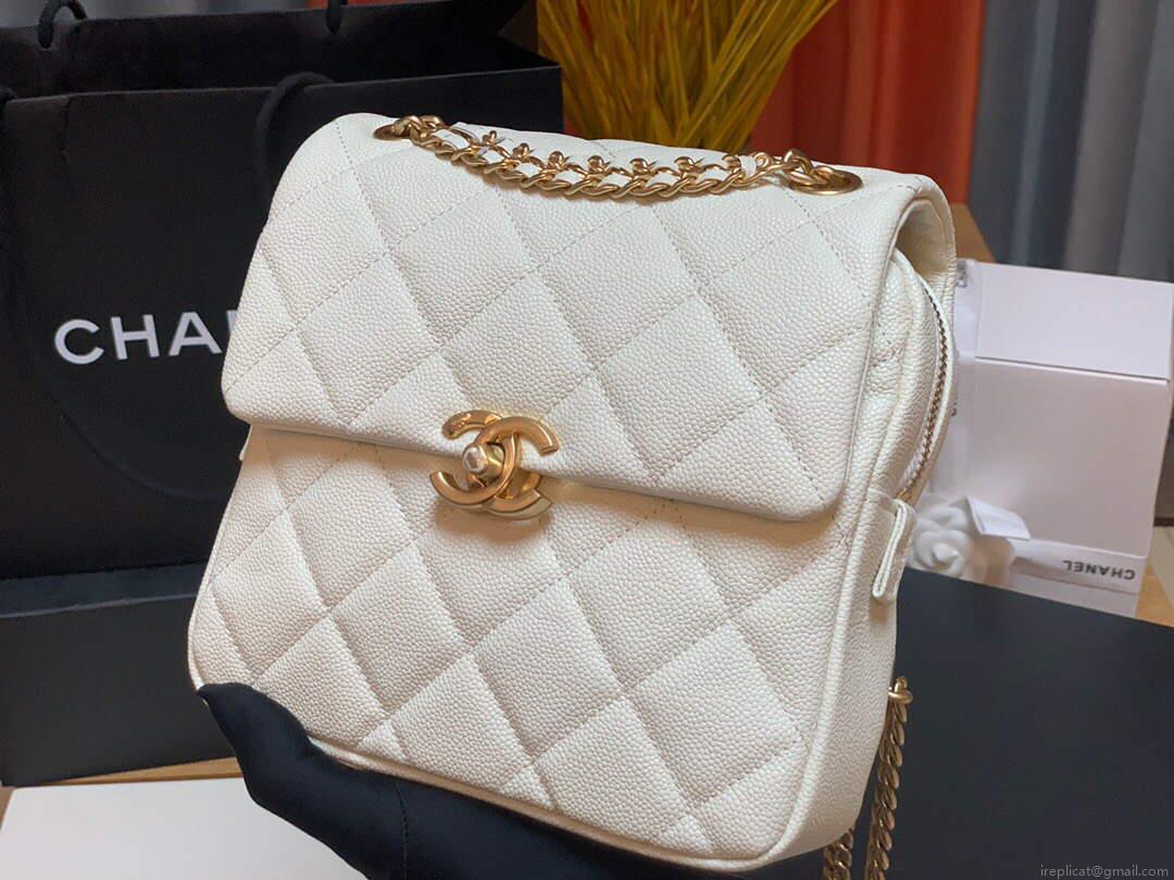 Chanel AS3108 Chanel flap bag Calfskin White