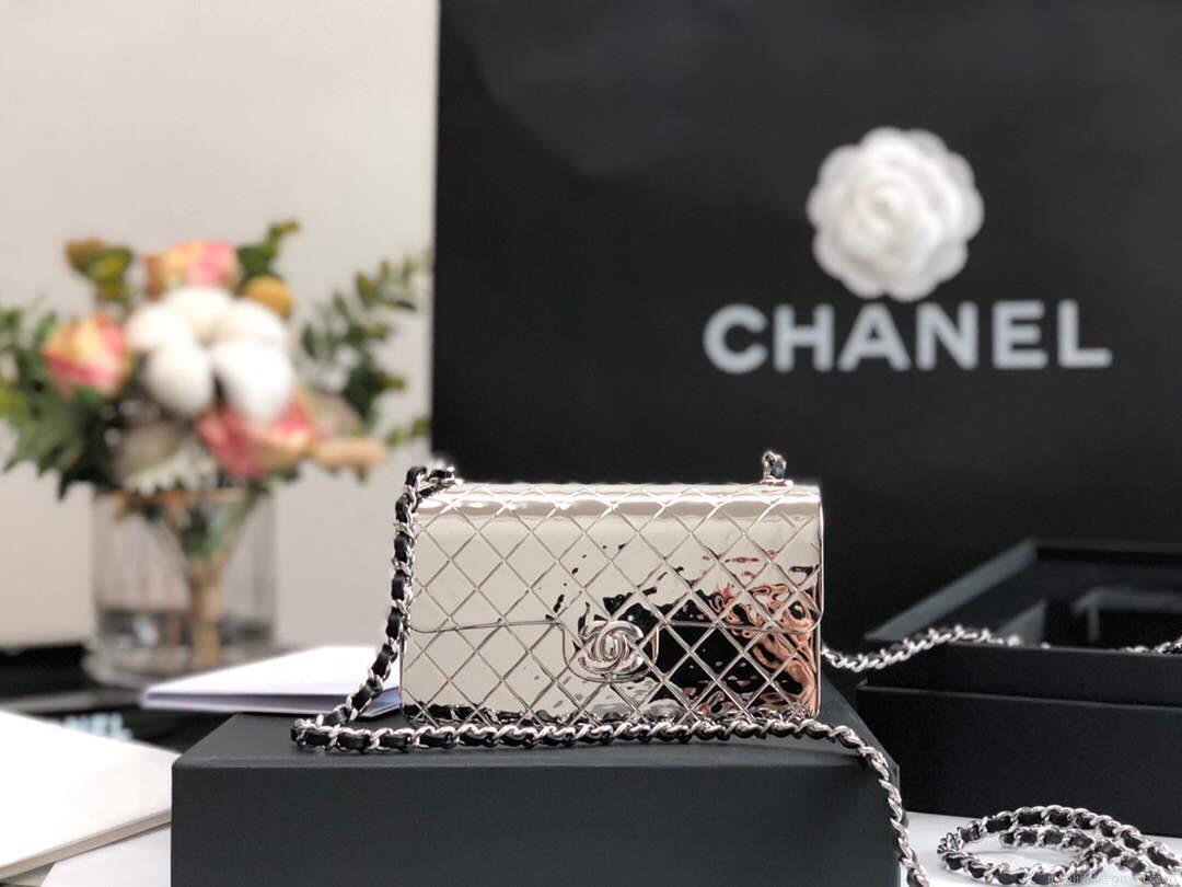 Chanel 99139 Chanel Flap Small bag Lambskin Metal Silver