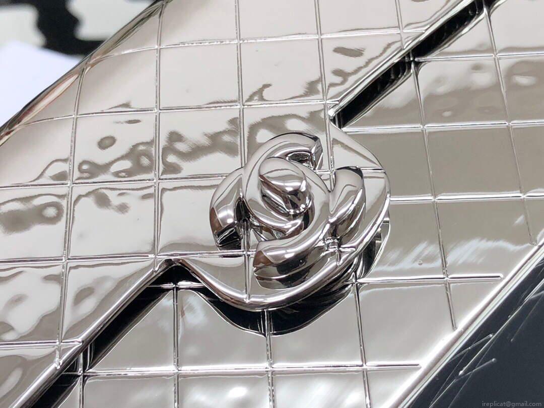Chanel 99139 Chanel Flap Small bag Lambskin Metal Silver