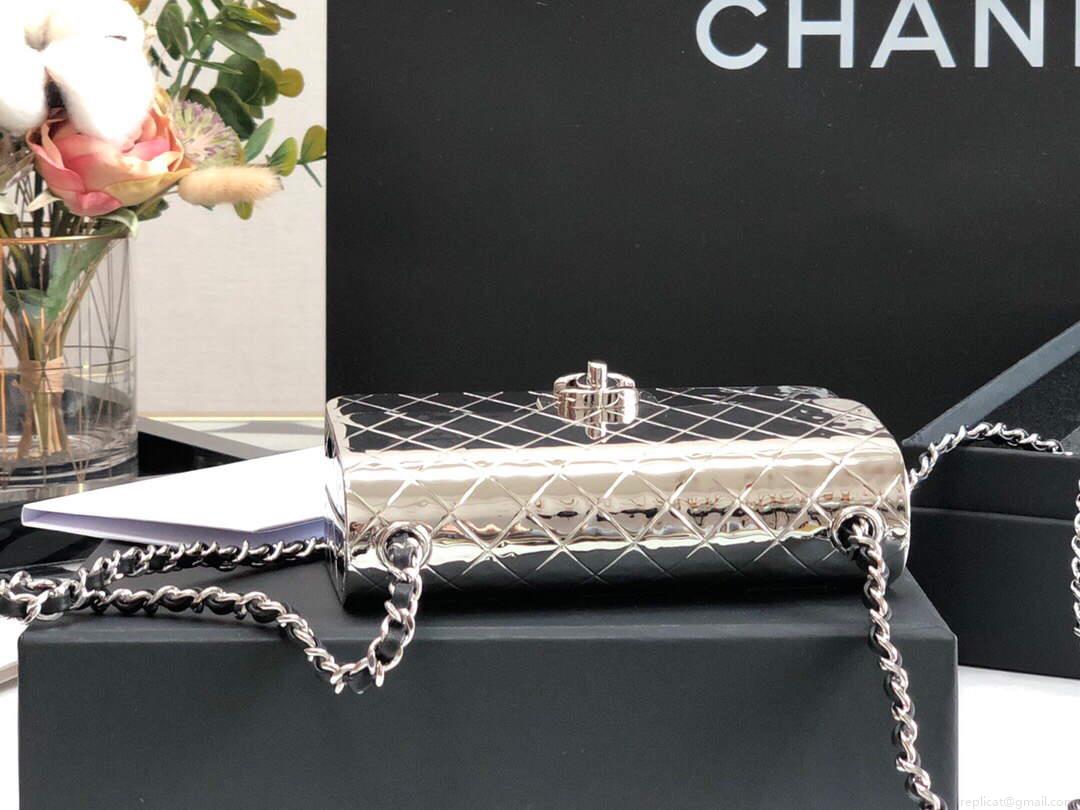 Chanel 99139 Chanel Flap Small bag Lambskin Metal Silver
